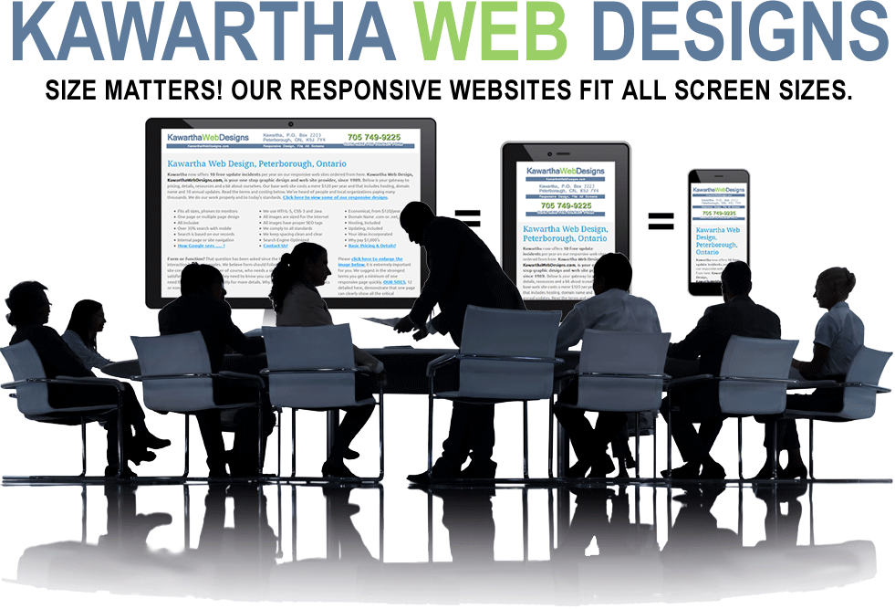 Kawartha Web Designs answers the question, size does matter, so a website needs to be responsive to fit on all screen sizes. CLICK to visit our 12 samples below